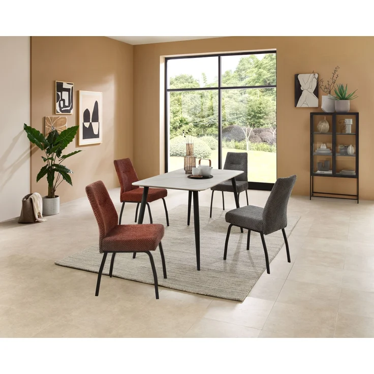 Esstisch >Cody< in weiß, schwarz, Keramik, Metall - 140x76x80cm (BxHxT) – Bild 7