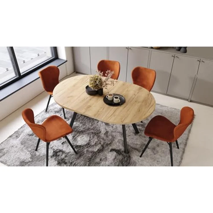designimpex Esstisch Design Esstisch Aldo ausziehbar 90 cm bis 145 cm rund Esszimmer Tisch, Esstisch, Esszimmertisch, Tisch, Ausziehtisch, Küchentisch, Esszimmer – Bild 10
