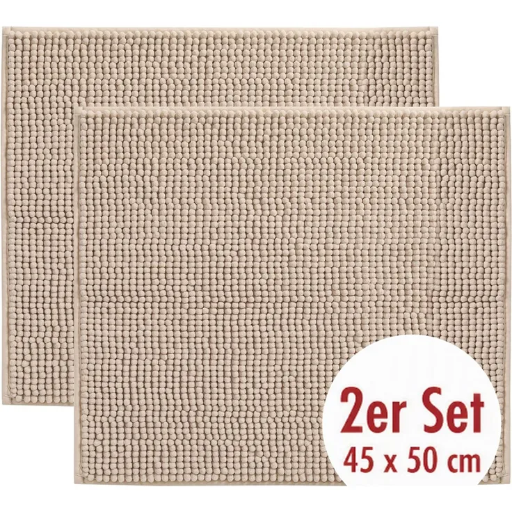 OTTO home Badematte Vanessa Chenille, Standard & Premium, 15mm oder 20mm, auch als 2er Set, rutschhemmend beschichtet, schnell trocknend, strapazierfähig, fußbodenheizungsgeeignet, Polyester, rechteckig, 2-tlg. 45 cm x 50 cm, Uni Farben, besonders weic...