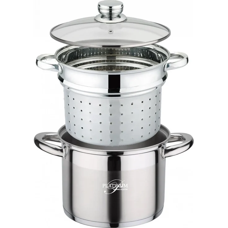 Pasta Nudel Spargel Topf mit Dampfgareinsatz Platinum Edelstahl 3-tlg. PL-10016
