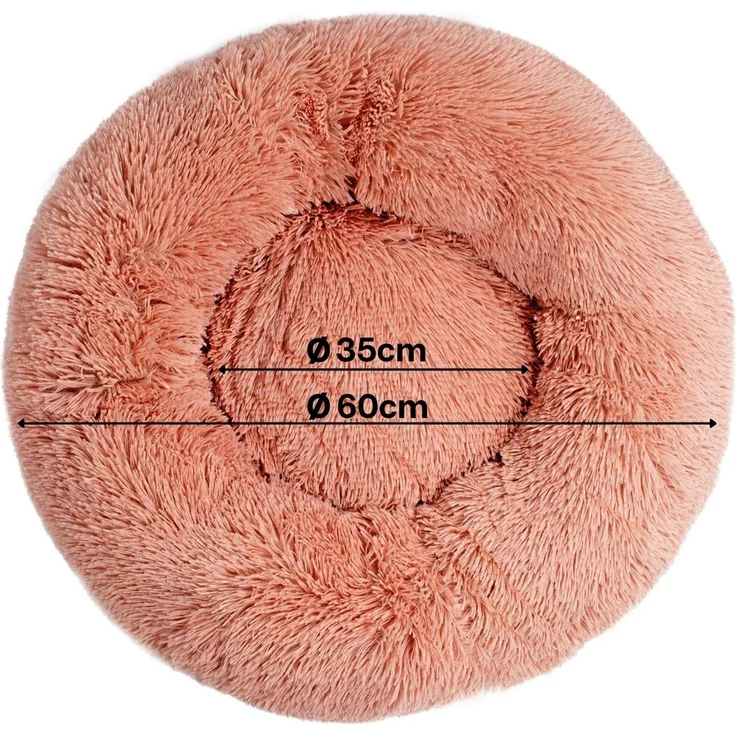 lionto Donut Hundebett, rundes Hundesofa mit Plüschbezug & Anti-Rutsch-Noppen, weich & gemütlich, 60 cm Durchmesser, rosa – Bild 6