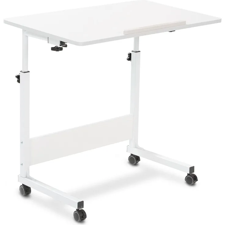 aktivshop Beistelltisch Holz & weiß, mit Rollen, 47,5x80cm, höhenverstellbar 65,5 bis 90cm