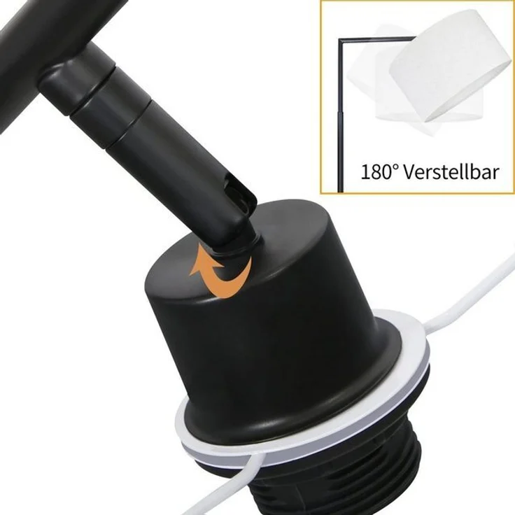 Nettlife Stehlampe Retro-Stoffschirm Weiß E27 Wohnzimmer Stehleuchte, LED wechselbar, Wohnzimmer Schlafzimmer Büro – Bild 4