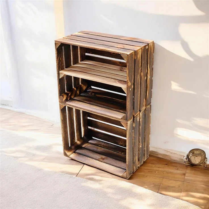 Obstkisten Weinkisten Holzkisten Kisten Geflammt 50 x 40 x 30cm 4er Set – Bild 6