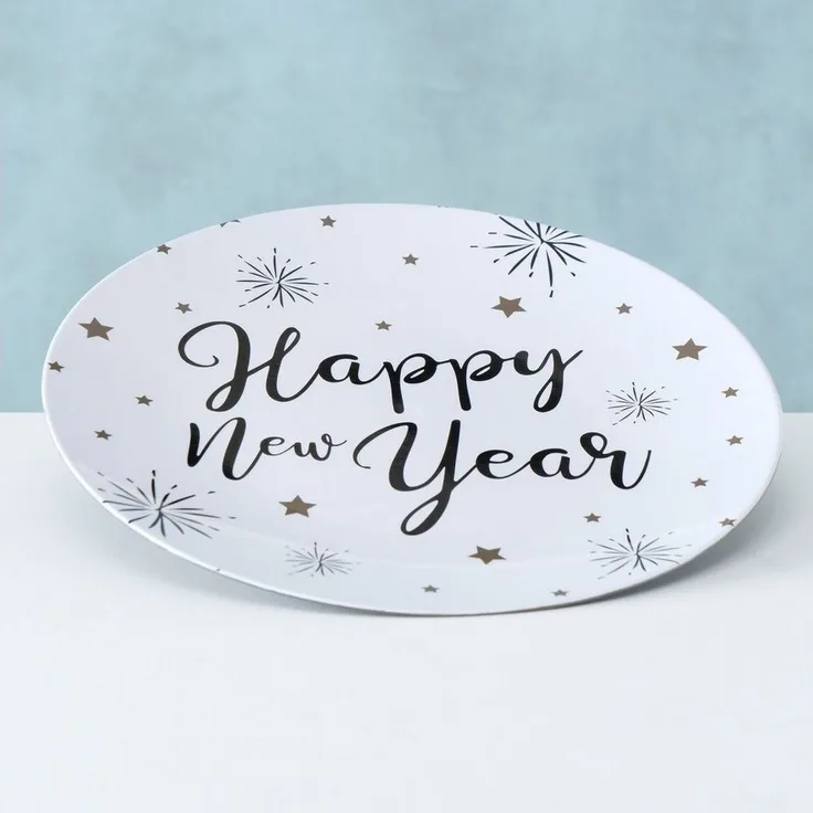 MamboCat Servierplatte 6er Set Platzteller Happy New Year 33cm weiß - 2005642
