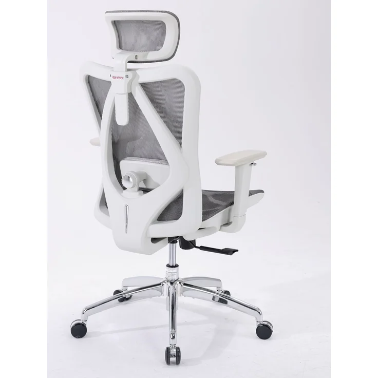 Sihoo Ergonomischer Stuhl M57, 126 x 75 cm, weißer Rahmen + hellgraues Netzgewebe – Bild 8