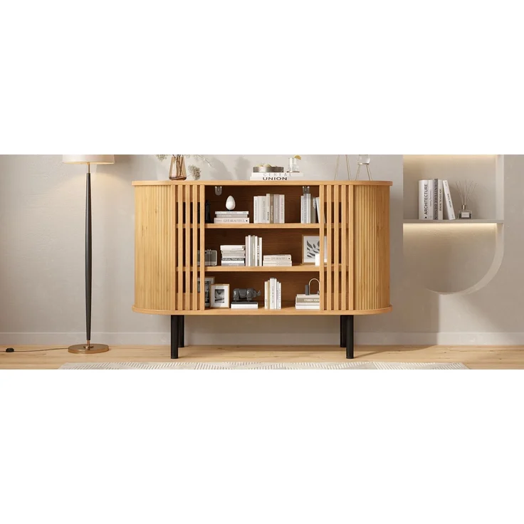 ZUBALIYA Sideboard 120x40x80 cm, aus MDF / Spanplatte, Natur – Bild 21