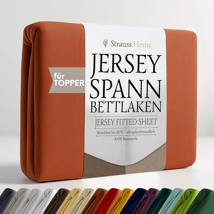Strauss Home Spannbettlaken Premium Topper Spannbettlaken 150GSM für Matratzen-Topper 10cm Höhe, Gummizug: Rundumgummi, für Topper mit einer Höhe von 10cm, OEKO-TEX zertifiziert