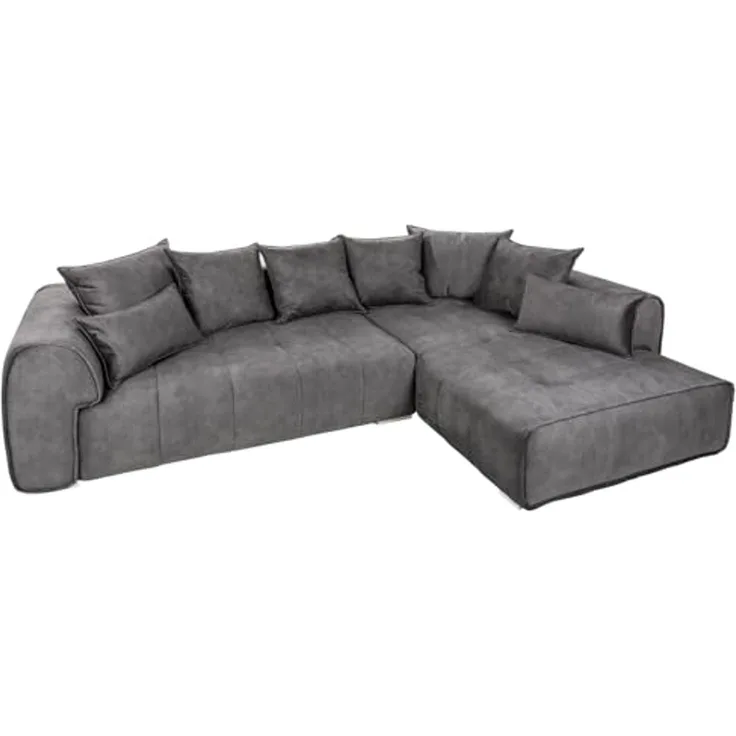 riess-ambiente Ecksofa CLAN 320cm anthrazit, Eckcouch · XXL · inkl. Kissen · Samt · Wohnzimmer · Modern Design