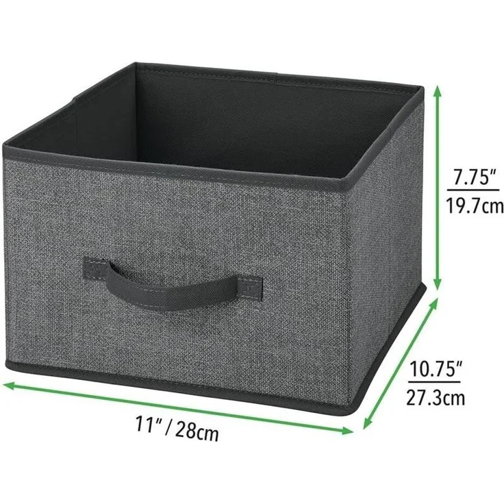 Aufbewahrungsbox Stoffbox 2er Set mit Griff Kunstfaser mDesign Grau / Schwarz – Bild 5