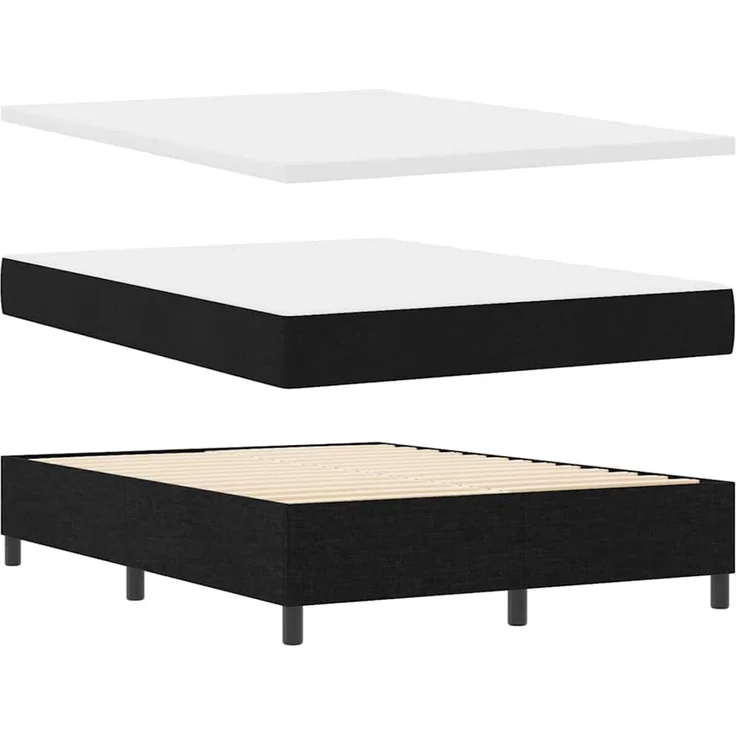 vidaXL Boxspringbett mit LED-Lichtleisten Schwarz 140 x 200 cm Stoff 3342874 – Bild 7