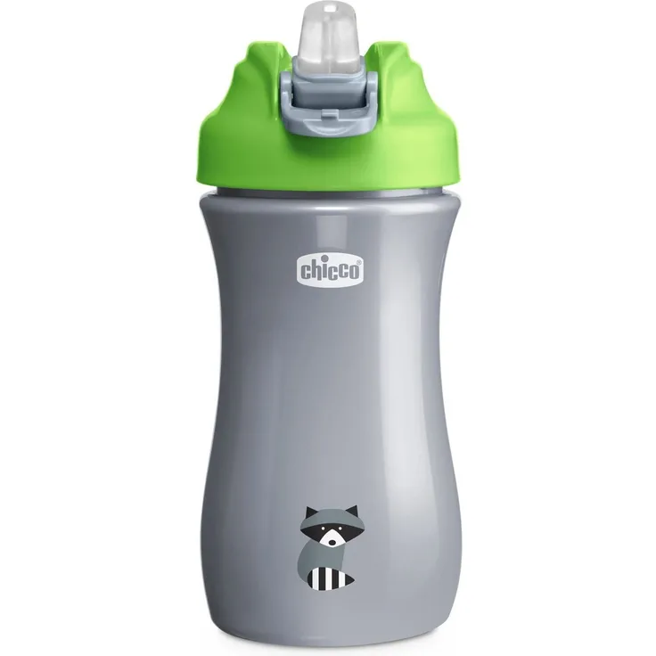 Chicco Pop-up Cup, auslaufsicherer Trinkbecher für Kinder, praktisches Öffnen, Silikon-Ausguss, luftdichter Verschluss, leicht zu tragen, Glas für Kinder 2 Jahre, Fassungsvermögen 350 ml, Grün
