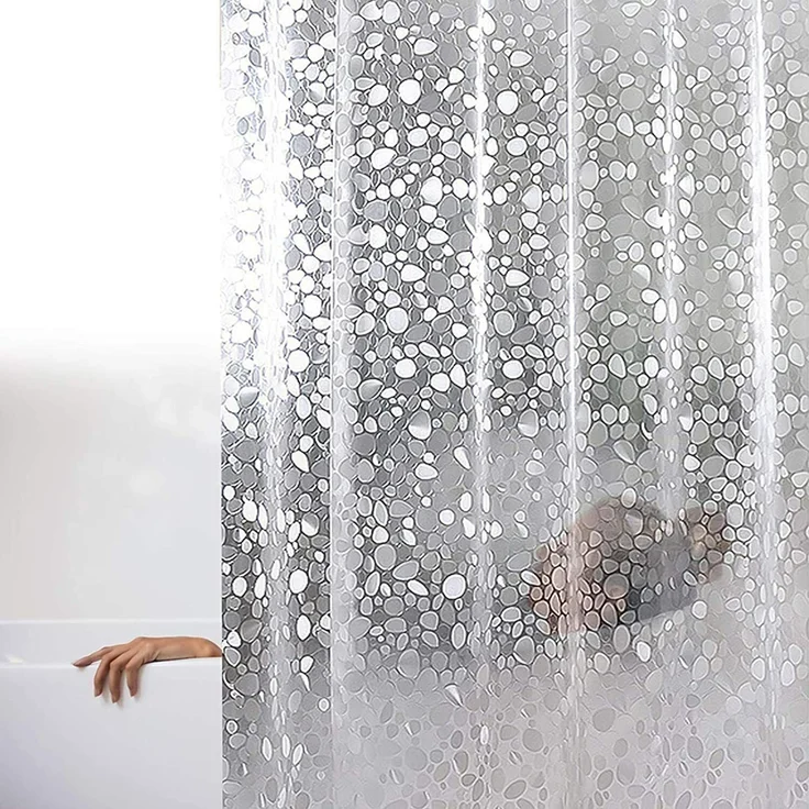 NEU 3D 180 x 180 cm Duschvorhang Wasserdicht Anti Schimmel Antibakteriell+ 12 Ringe DE--Uraltes Weiß--1x23x28cm--YOUDENOVA – Bild 2