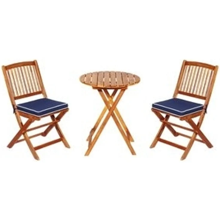 COSTWAY Balkonset, (3-tlg), klappbar, mit Sitzkissen, Akazienholz 2 Personen – Bild 6