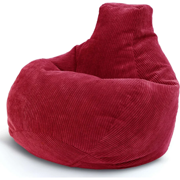 Green Bean® Sitzsack mit Rückenlehne 80x80x90cm - Gaming Chair mit 230L Füllung Cordstoff - Bean Bag Bodenkissen Lounge Sitzhocker Relax-Sessel Gamer Gamingstuhl Rot – Bild 1