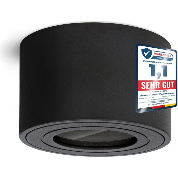 linovum LED Außen-Deckenleuchte Aufbauleuchte SMOL-W schwarz für LED Modul IP44 Deckenlampe Spot – Bild 1