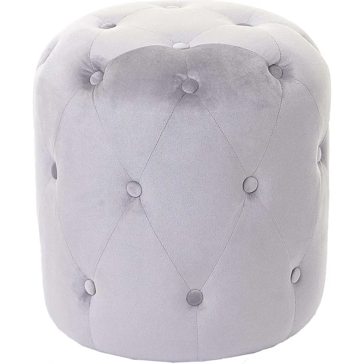 Hocker HWC-D22, Sitzhocker Ottomane, 42x39cm MVG-zertifiziert ~ Samt hellgrau