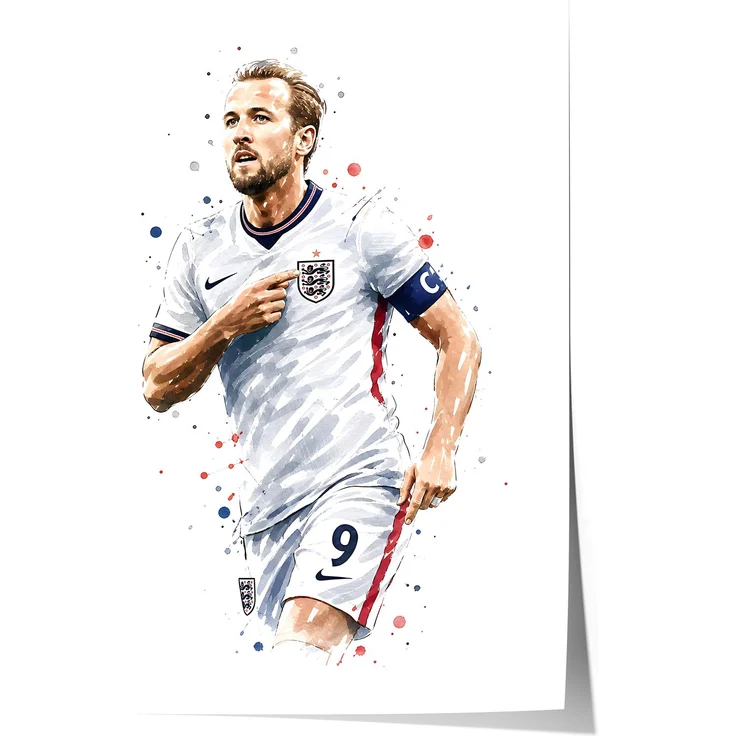 England Fussball Poster · Geschenkidee · Aquarell Sport Wandbild · Deko Print ohne Rahmen - 60x90cm