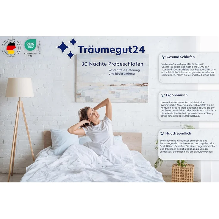 Träumegut24 - K12 Orthopädische 7-Zonen Kaltschaummatratze - Matratze Härtegrad H2 / H3 - Rollmatratze (120x200 cm, H3) – Bild 3