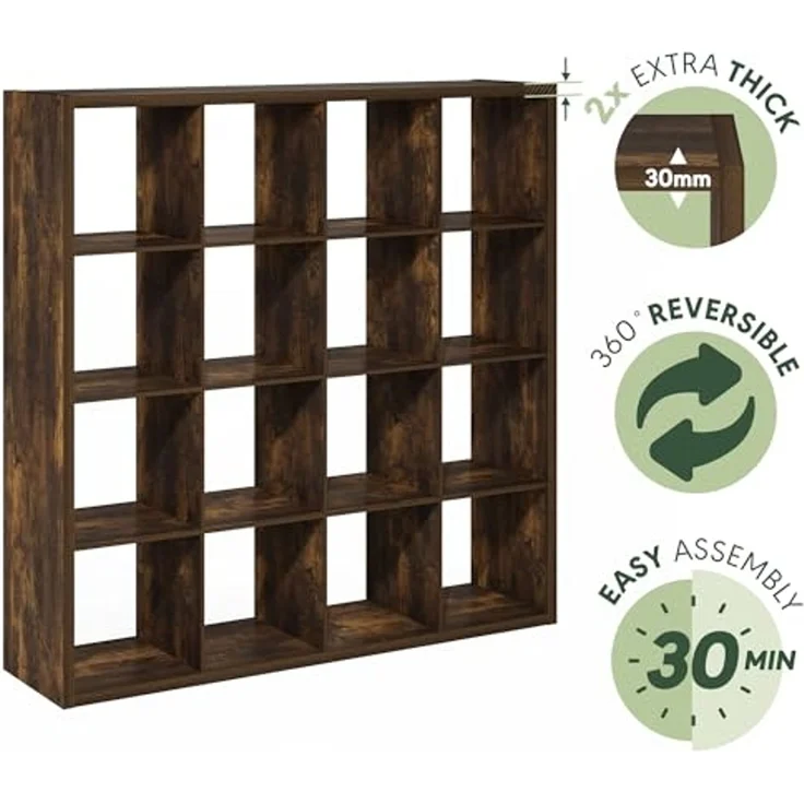 Furinno Kubikregal mit offenem Rücken, dekorativer Aufbewahrungsorganisator, 16-Kubus, Bernstein-Kiefer, Amber Pine – Bild 7