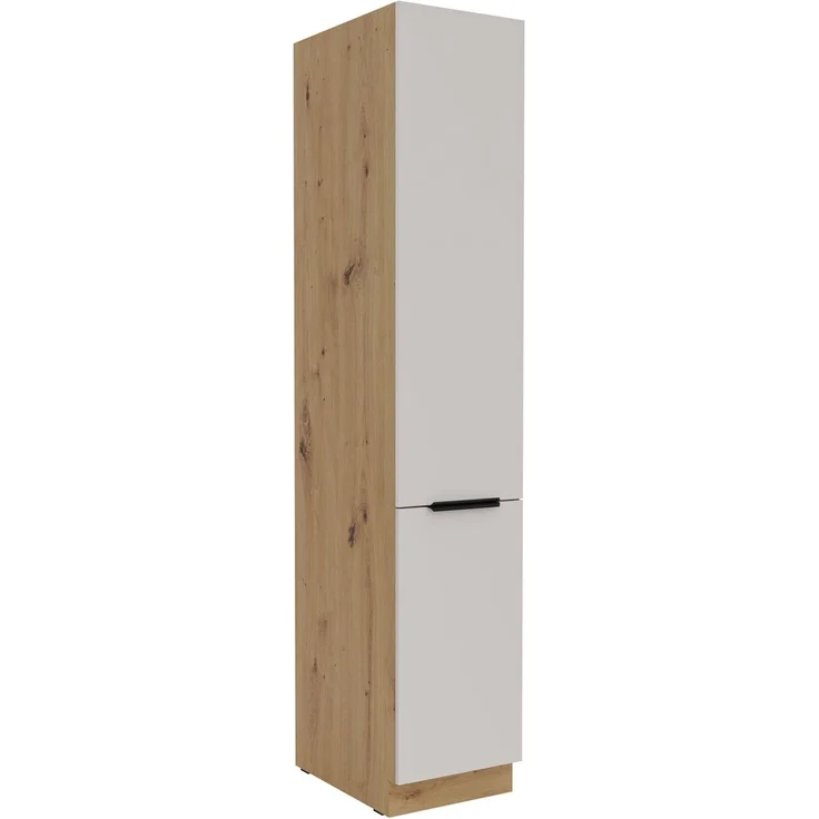 Küchen Hochschrank 40 cm SOLANO Kaschmir beige + Eiche Artisan matt Küchenzeile Küchenblock Küche – Bild 1