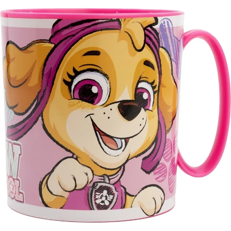 Paw Patrol Becher Mikrowellengeeigneter Kunststoffbecher 390 ml – Motivbecher für Kinder