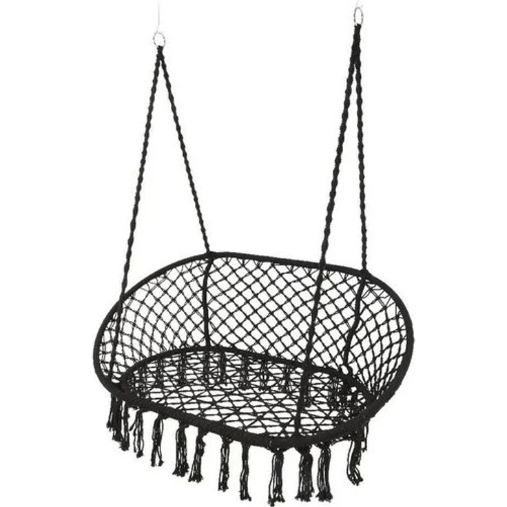 Hängesessel Boho schwarz mit Fransen – Bild 3