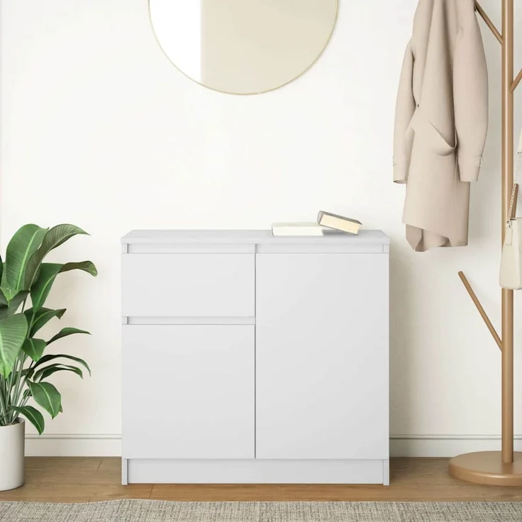 vidaXL Sideboard mit Schublade Weiß 71x35x65 cm Holzwerkstoff 861598 – Bild 2