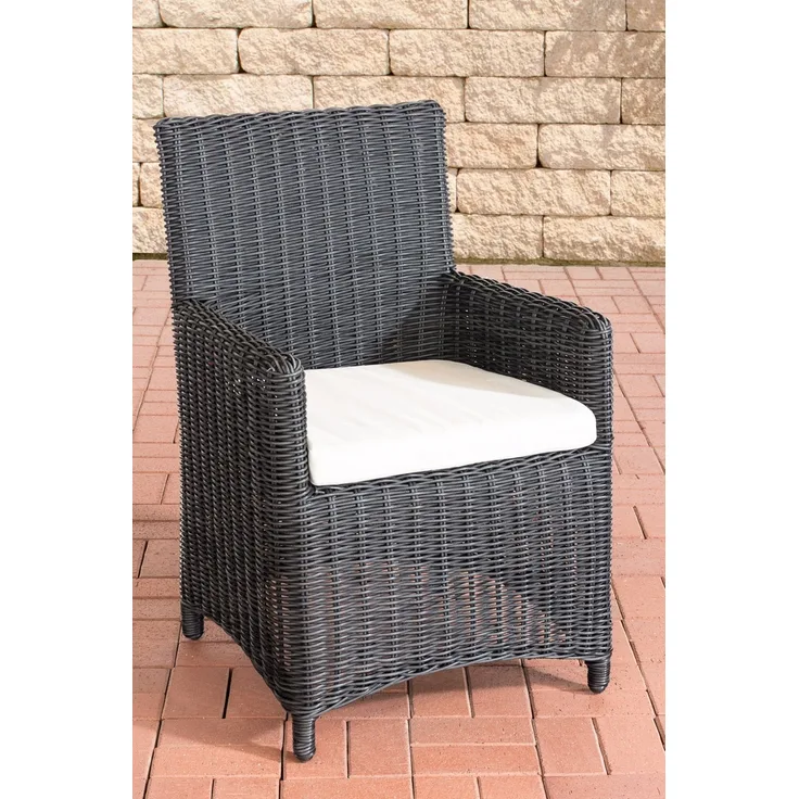 CLP Polyrattan Gartenstuhl Fontana 5mm,schwarz cremeweiß