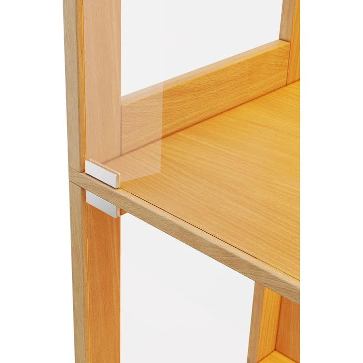 Flieks LED-Vitrinenschrank 80 x 35 x 170 cm mit 4 Glastüren, 4 Ablagen und App-Steuerung, Naturholzfarbe – Bild 10