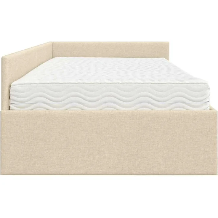 vidaXL Eckbettgestell mit Matratze 2 stk. Creme 80 x 200 cm Stoff 3393587 – Bild 8