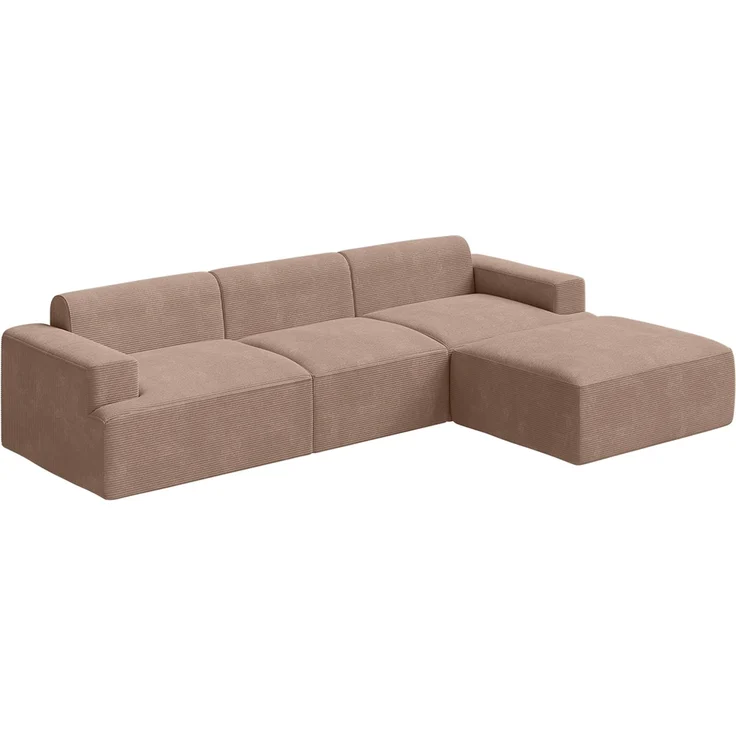 skølm 'Freki' Cloud Sofa 3 Sitzer mit Hocker, Vollschaumcouch mit Federkern und Vakuum-Kompression, kein Aufbau erforderlich, mit 3 Kissen, Cord taupe – Bild 12