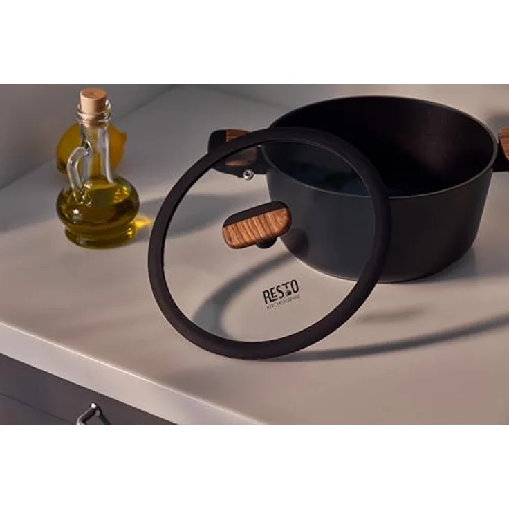RESTO Kitchenware Kochtopf Mon, Bratentopf antihaftbeschichtet und spülmaschinenfest, Aluminium (2-tlg), mit Glasdeckel und stoßdämpfendem Silikonrand, im Geschenkkarton – Bild 7
