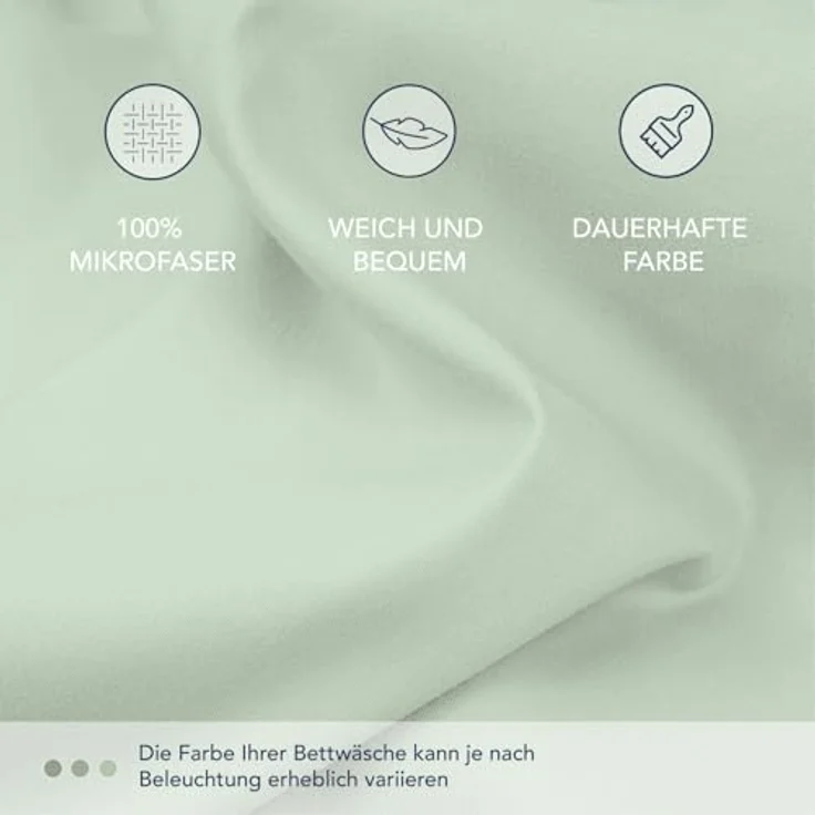 Dreamzie Spannbettlaken 200x200 cm - 35 cm Tiefe Tasche - 100% Mikrofaser Bettlaken - Hellgrün, Schadstoffgeprüft(Oeko TEX), Bettlaken mit Gummizug – Bild 5