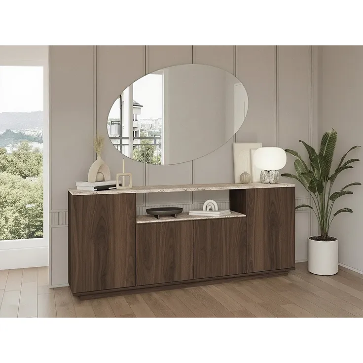 Vente-unique - LOTULA Sideboard Holz, Platte BraunBeige - B 44,5 cm x H 75 cm x L 180 cm