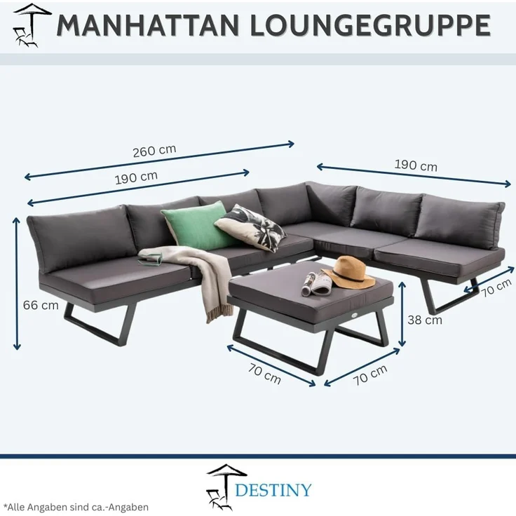Destiny MANHATTAN Eckgruppe dunkelgrau, Polster dunkelgrau – Bild 4