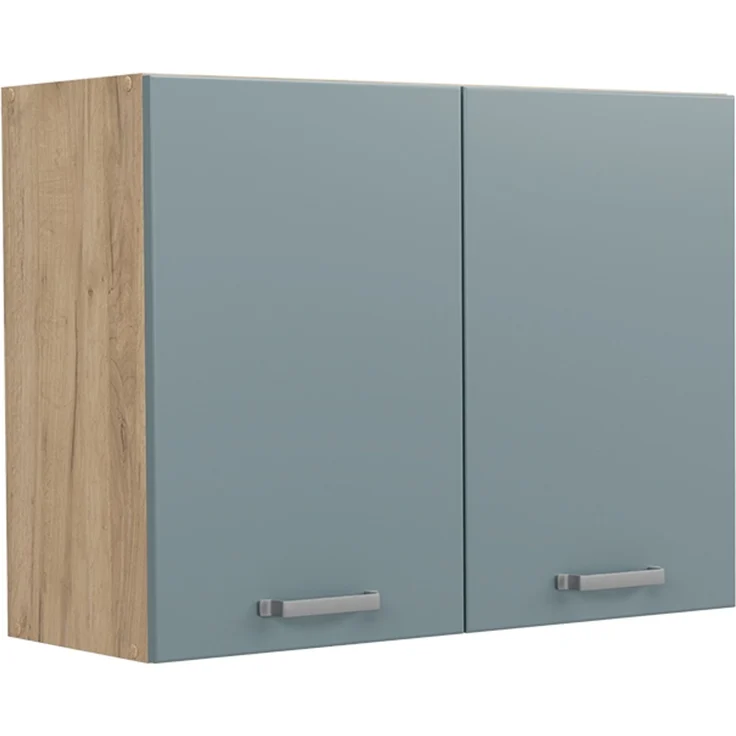 Küchenglasschrank R-Line Blau-Grau/Goldkraft Eiche 80 cm Vicco – Bild 1