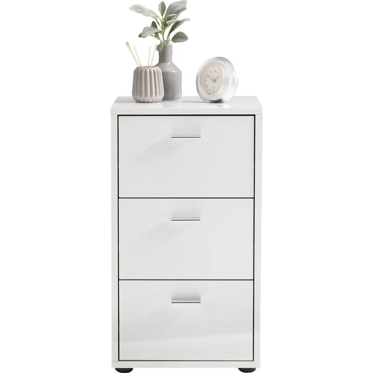 Nachtkonsole >VIRGINIA 1 UP< in hochlanz weiß - 35x62,4x39,9cm (BxHxT) – Bild 2