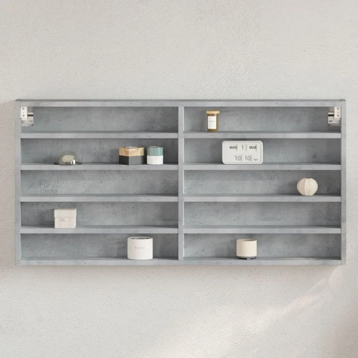 vidaXL Vitrinenschrank Betongrau 100x8,5x50 cm Holzwerkstoff 847950 – Bild 1
