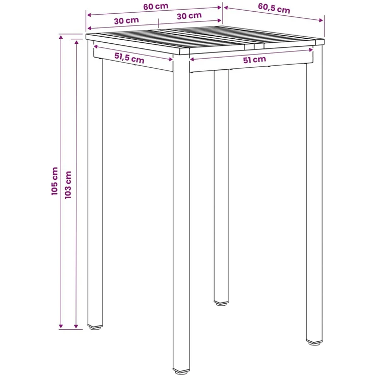vidaXL Gartenbar-Tisch NAARDEN Weiß gewaschen 60 x 60,5 x 105 cm 901773 – Bild 8