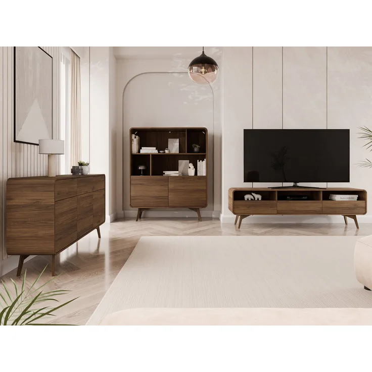 Wohnzimmer-Set Hikavo I (Farbe: Nuss Warmia)