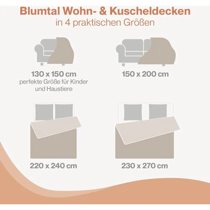Blumtal Premium Sherpa Kuscheldecke 220x240 cm - warme Decke Oeko-TEX® zertifizierte Dicke Sofadecke, Tagesdecke oder Wohnzimmerdecke, Grau – Bild 8