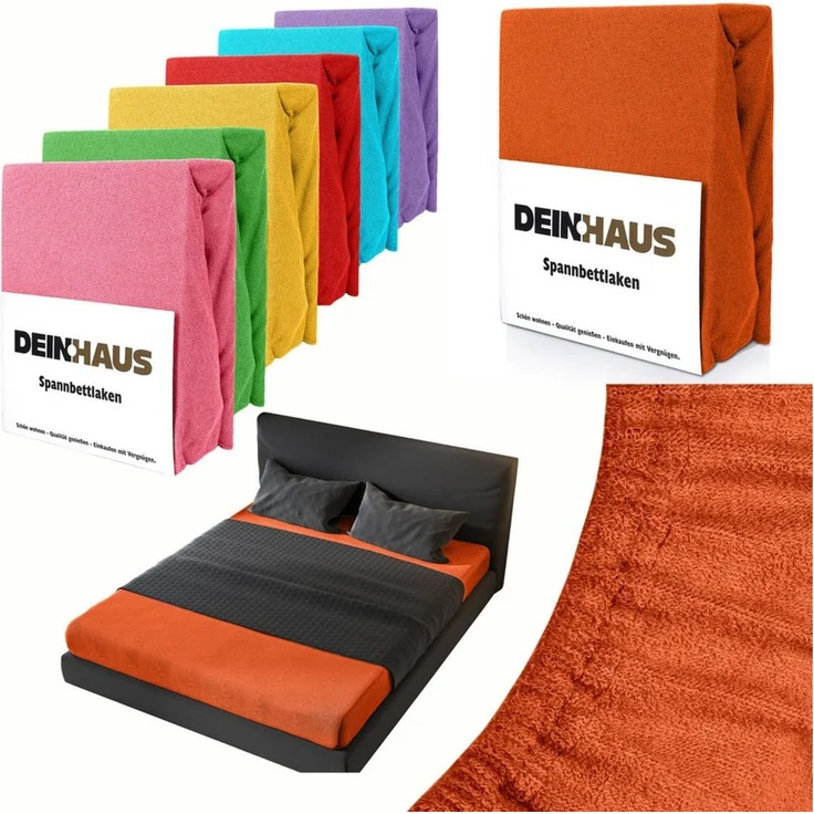 DH DEIN. HAUS Spannbettlaken Frottee SOFT, Baumwolle, Gummizug: rundum, (1 Stück), weich saugfähig atmungsaktiv Rundumgummi formstabil bis 20 cm – Bild 1