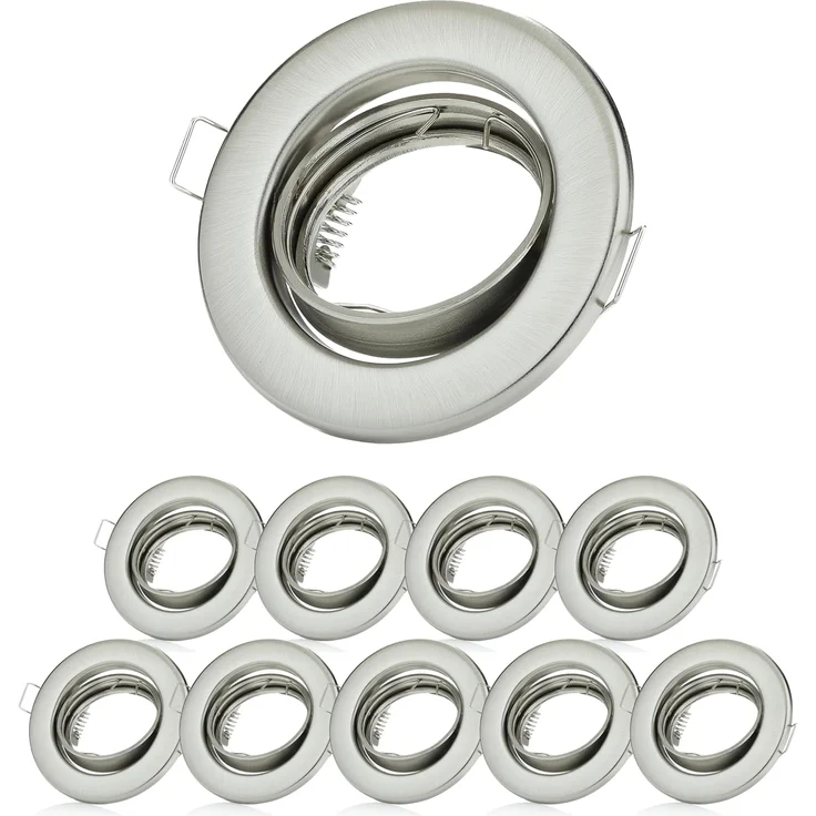 Sweet LED Deckenspot 10er Set GU10 Einbaustrahler rund & schwenkbar 230V chrom-gebürstet, ohne Leuchtmittel, Einbauspots, Deckenlampe – Bild 2