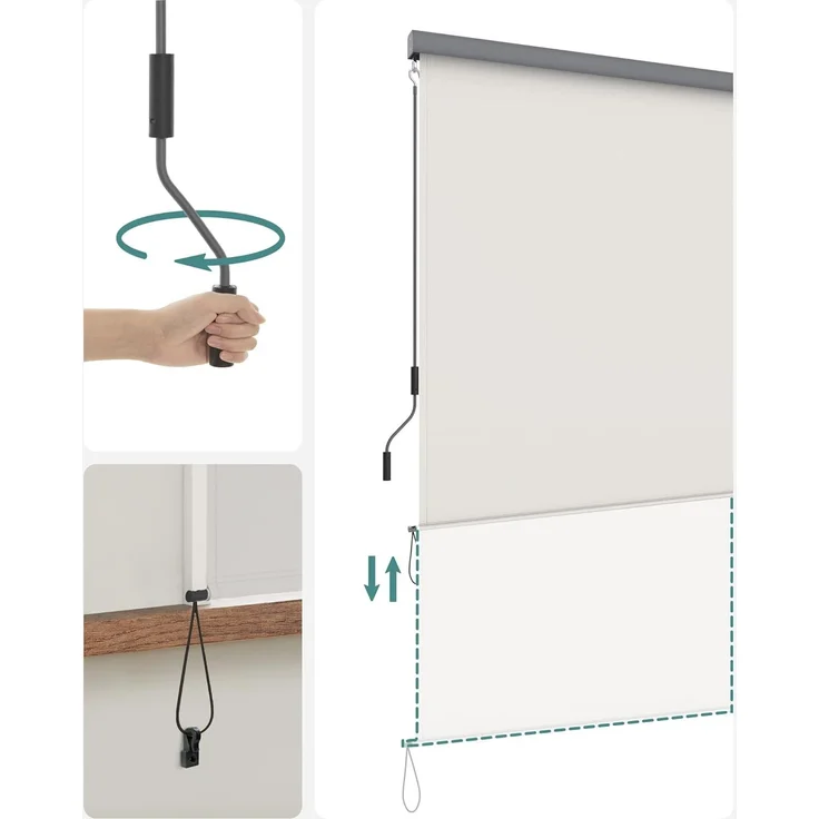 SONGMICS Seitenmarkise Alu 1.4 x 2.5m Senkrechtmarkise für Balkon, Terrasse, mit Grauer Markisenkassette, Vertikalmarkise für außen, Markise für Windschutz, Sonnenschutz und Sichtschutz, Beige GSA145BE – Bild 4