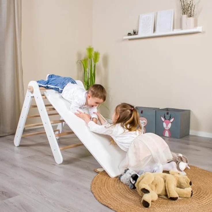 babybay Kletterleiter und Rutsche Littlefoot 2-in-1 für Lernturm und Kletterdreieck, beige lackiert – Bild 4