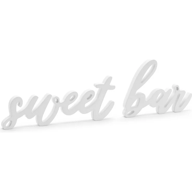 partydeco Dekofigur, Schriftzug Sweet bar 37x10 cm Holz Aufsteller weiß – Bild 2