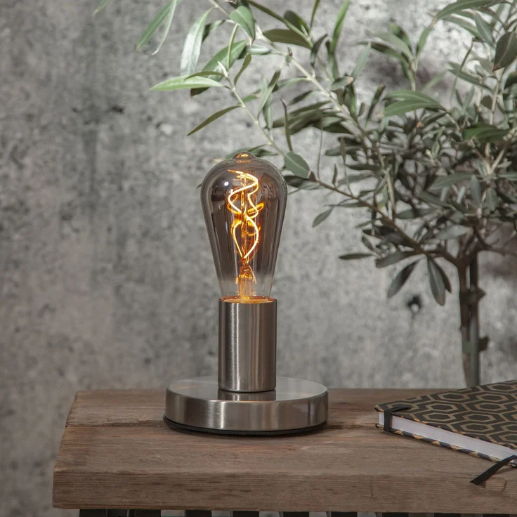 Lampenbasis ,Glans' mit E27 Fassung, Metall gebürstet, silber, H 8,5cm