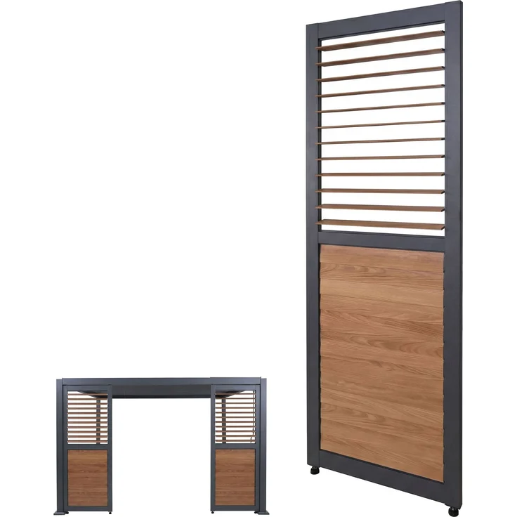 Lamellenwand für Pergola HWC-P65, Lamellenpaneel Modul Paneel Seitenwand, Aluminium 220x68cm Holzoptik ~ anthrazit – Bild 1