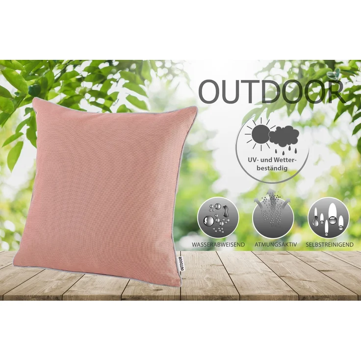 heimtexland ® OUTDOOR Lounge Dekokissen LOTUS EFFEKT wetterfest 45x45 Garten Kissen Outdoorkissen Typ551 dunkelgrau – Bild 2